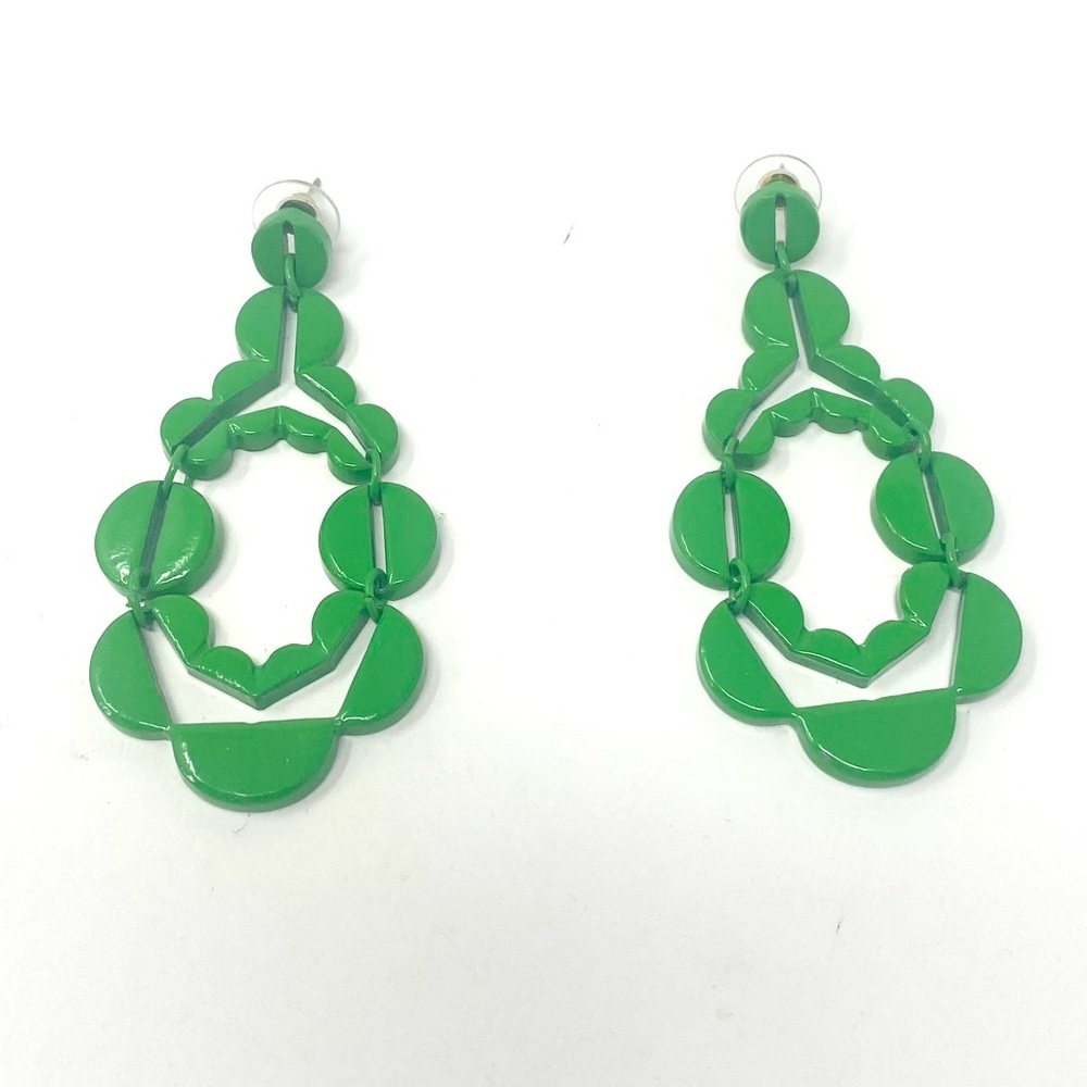 New Free People Green Metal Mod Retro Earrings - Picture 5 of 5